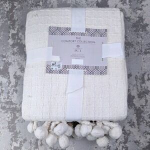 The Comfort Collection PCT 2 Pack Throw Blankets Taupe Cream 100% Cotton NEW